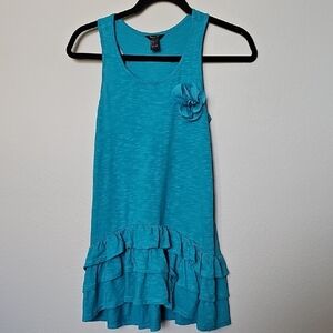 Forever 21 Girls Turquoise Sleeveless Racerback Dress with Ruffle Hem Large